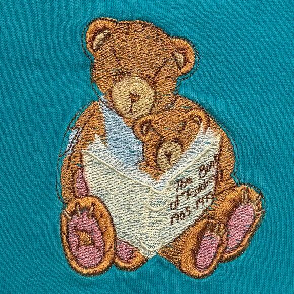 Vintage Top Embroidered Tee Y2K Cottage Kawaii 90s Kidcore Casual Academia XL - Picture 5 of 6